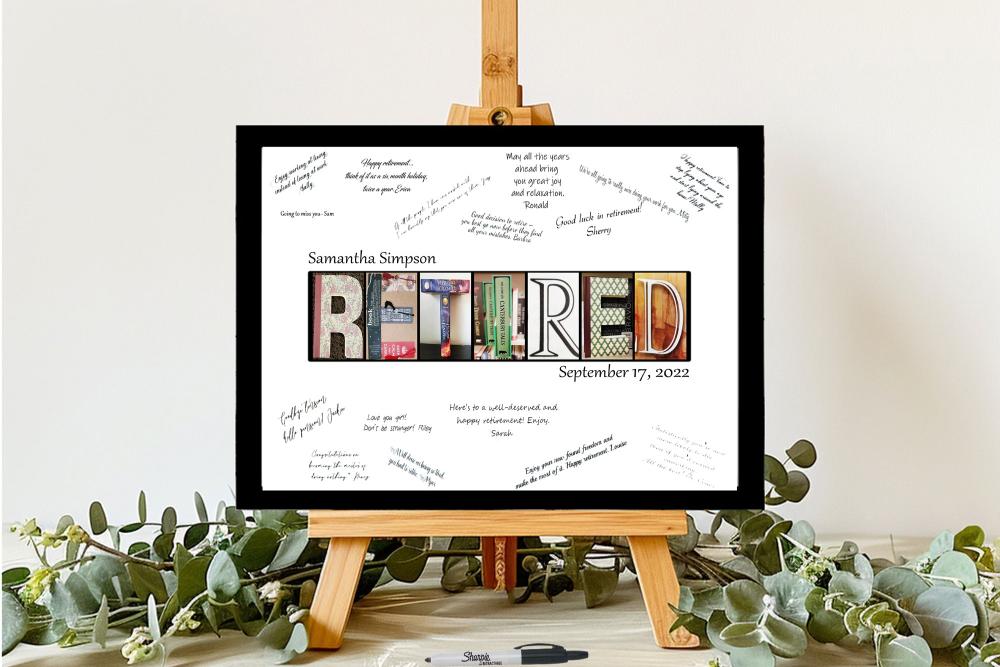 Retired Teacher Personalized Guest Book Alternative, Retirement Party Keepsake