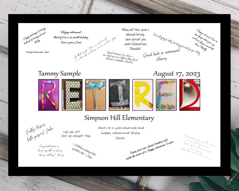 Retired Teacher Personalized Guest Book Alternative, Retirement Party Keepsake