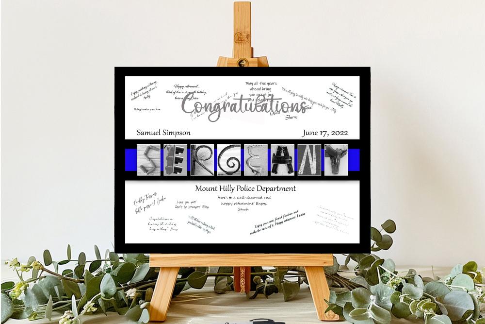 Police Sergeant Customized Guest Book Alternative, Law Enforcement Thin Blue Line