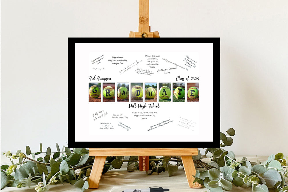 Personalized Girls Softball Graduation Party Alternative Guest Book, Varsity Girls Sports