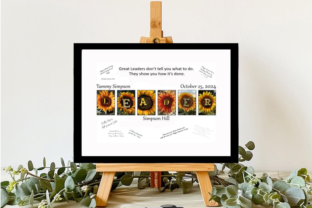 Sunflower Leader Personalized Signature Board, Boss Appreciation Gift For Coworker, Boss's Day