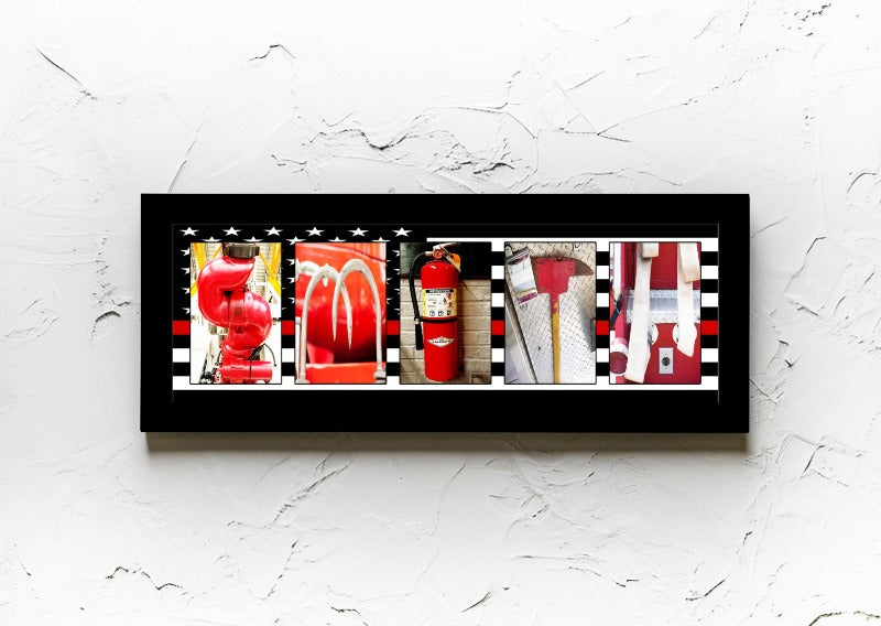 Firefighter Personalized Name Letter Photography Signs, Thin Red Line Gifts For Him
