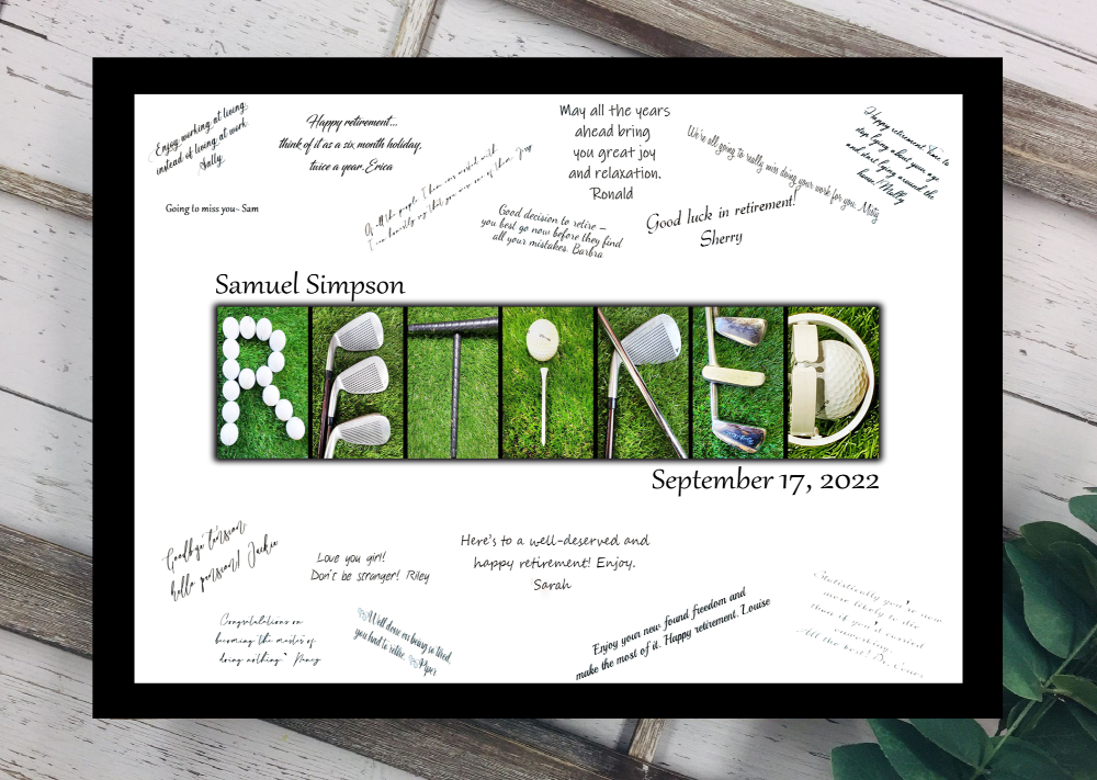 Golf Retirement Personalized Guest Book Alternative, Golfer Retirement Party Keepsake
