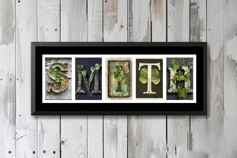 Clover Personalized Name Art Sign, Irish Pub Man Cave Decor