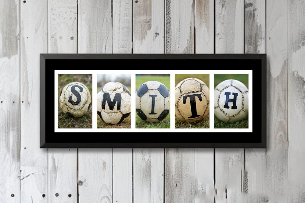 Soccer Player Personalized Name Sign, Gift Soccer Player, Sports Fan Name Art