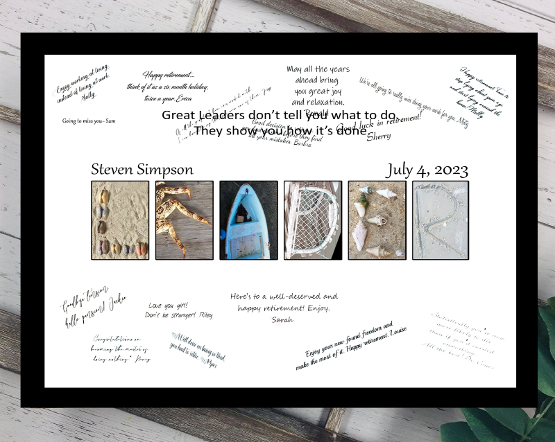 Leader Beach Themed Personalized Signature Board, Boss Appreciation