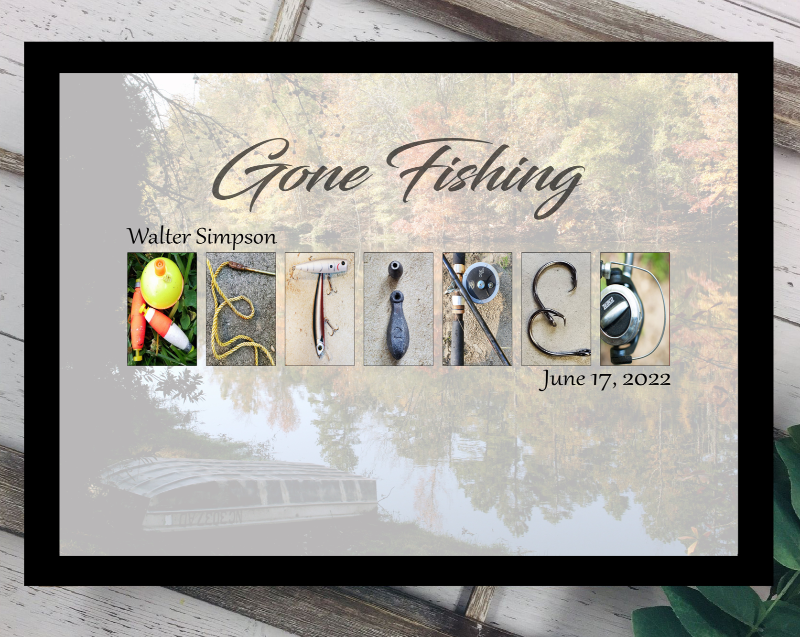 Retired Fishing Lake Background Custom Guest Book Alternative