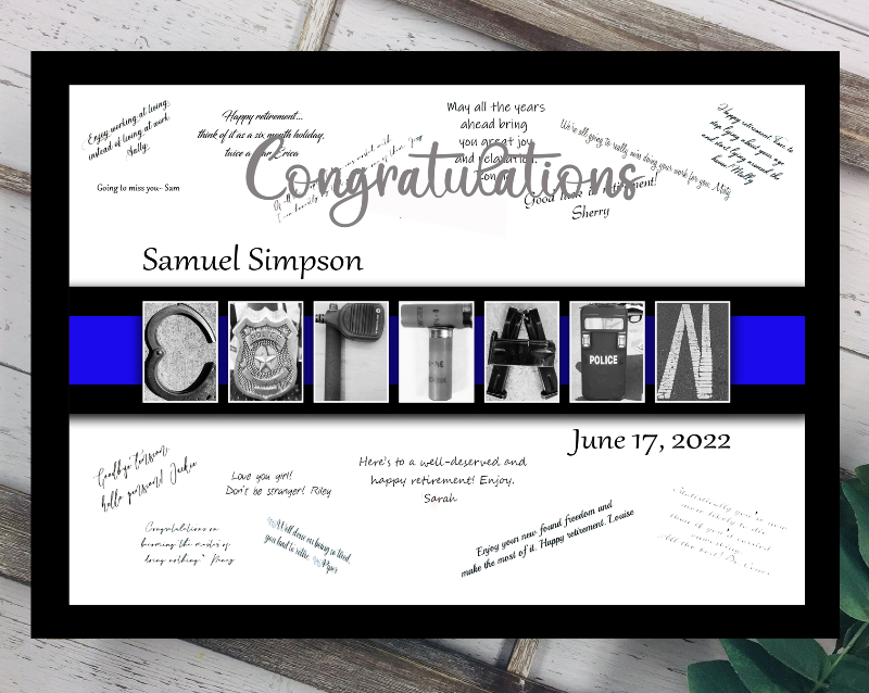 Police Captain Officer Personalized Guest Book Alternative, Thin Blue Line