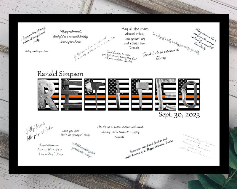 Retired Search and Rescue Thin Orange Line Flag Guest Book Alternative, Retirement Party Guest Sign in