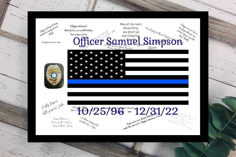 Custom Police Badge Guest Book Alternative, Law Enforcement, Thin Blue Line