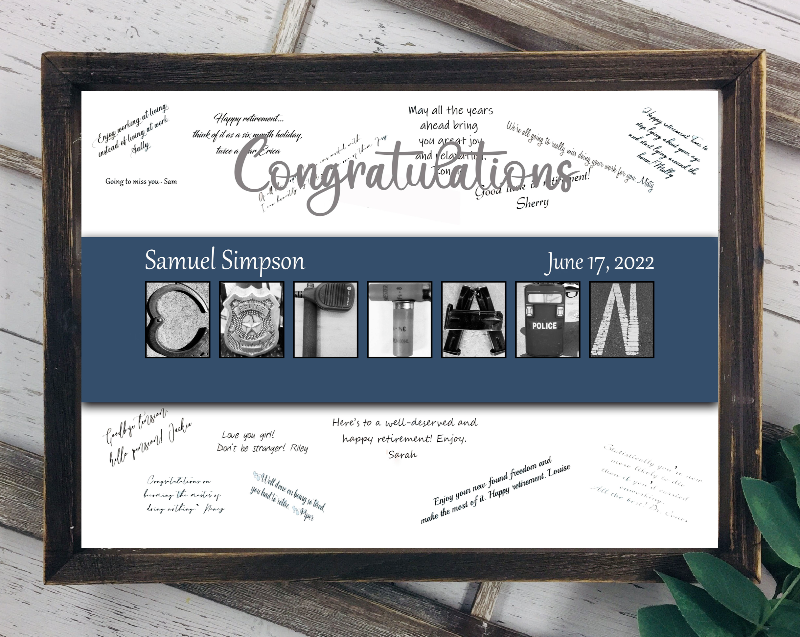 Police Captain Officer Personalized Guest Book Alternative, Thin Blue Line
