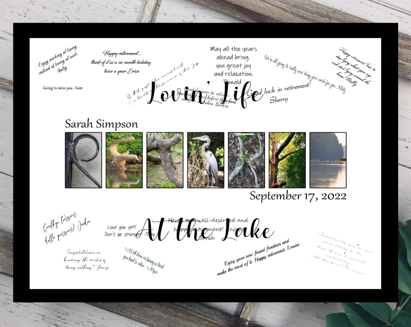 Retired Lake Themed Personalized Guest Book Alternative, Retirement Party Guest Sign In