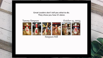 Bowling Pin Leader Personalized Signature Board, Boss Appreciation Gift From Team