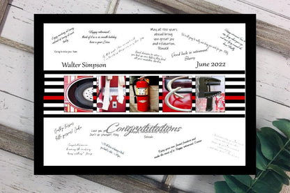 Firefighter Chief Thin Red Line Signature Guest Book Alternative, Firefighter Promotion Gift