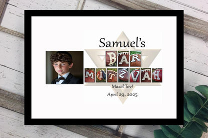 Football Themed Bar Mitzvah Personalized Photo Signature Guest Book Alternative