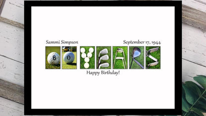 Golf 80 Years Birthday Milestone Guest Book Alternative, Golf Gift For Men