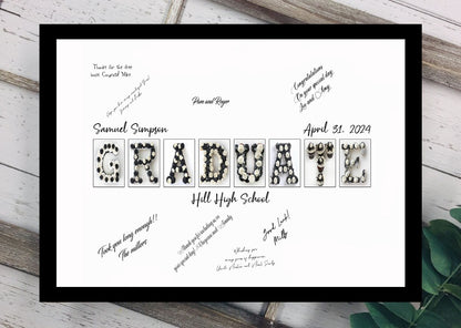 Graduate Black and White Cupcake Party Guest Book Alternative, Graduation Keepsake Gift