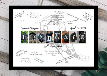 Hockey Player Graduate Alternative Guest Book, Graduation Party Guest Sign In
