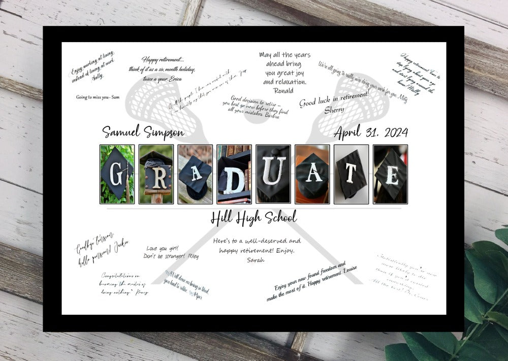 Lacrosse Player Graduate Alternative Guest Book, Graduation Party Guest Sign In