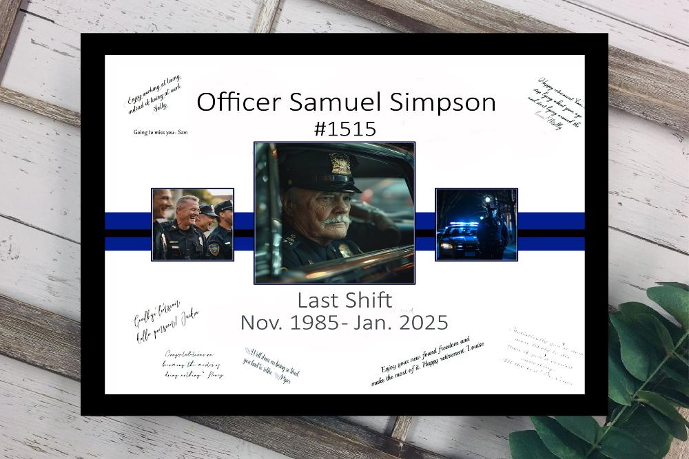 Police Officer Thin Blue Line Retirement Party Guest Book Alternative, Use Your Own Photos