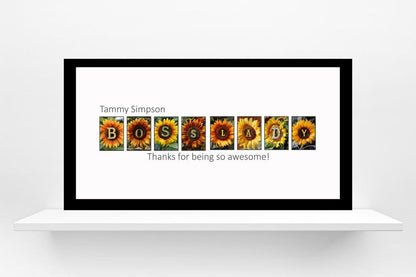 Boss Lady Sunflower Personalized Card Alternative, Boss Appreciation Day, Signature Keepsake