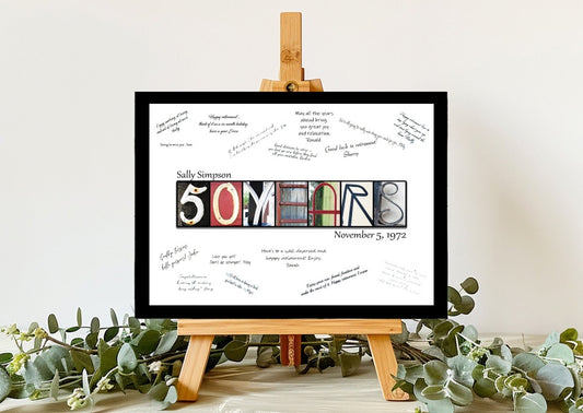 50 Years Birthday Milestone Guest Book Alternative, Welcome Table Sign In