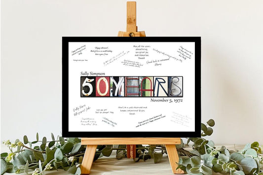 50 Years Birthday Milestone Guest Book Alternative, Welcome Table Sign In