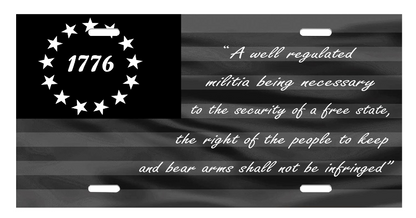 1776 Second Amendment American Black Flag Novelty License Plate