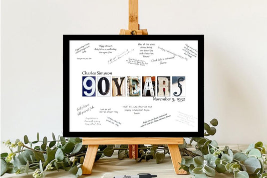 90 Years Birthday Party Guest Book Alternative, 90th Party Celebration Keepsake Memories