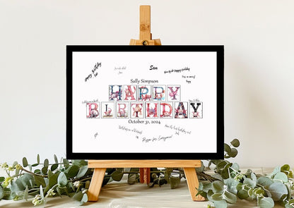 Axolotl Lover Happy Birthday Customizable Guest Book Alternative, Birthday Card For Her