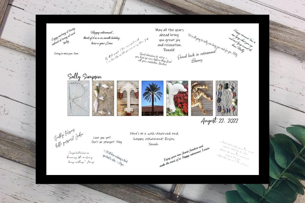 Retired Beach Themed Personalized Guest Book Alternative, Retirement Party Guest Sign In