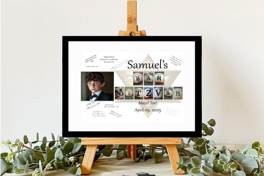 Baseball Bar Mitzvah Personalized Photo Unique Signature Guest Book Alternative