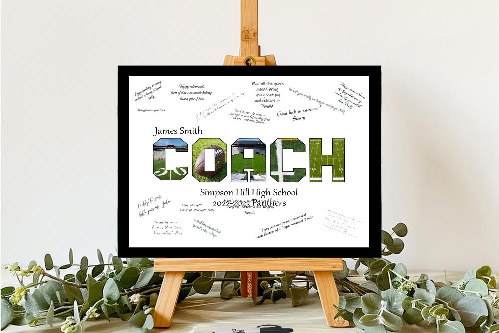 American Football Coach Thank You End Of Season Personalized Team Signing Gift