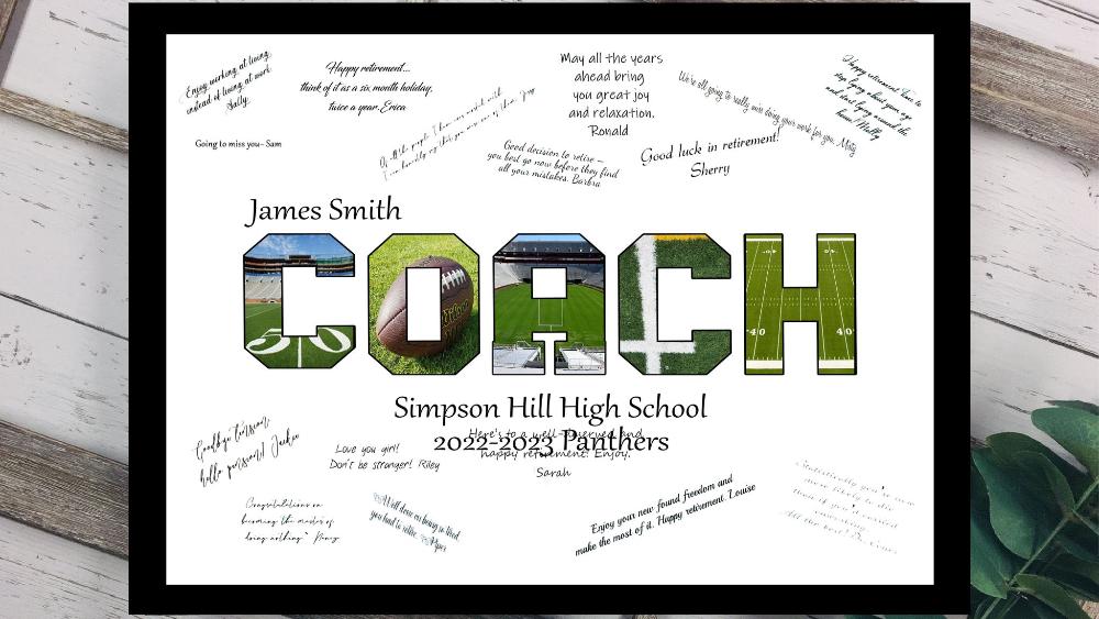 American Football Coach Thank You End Of Season Personalized Team Signing Gift