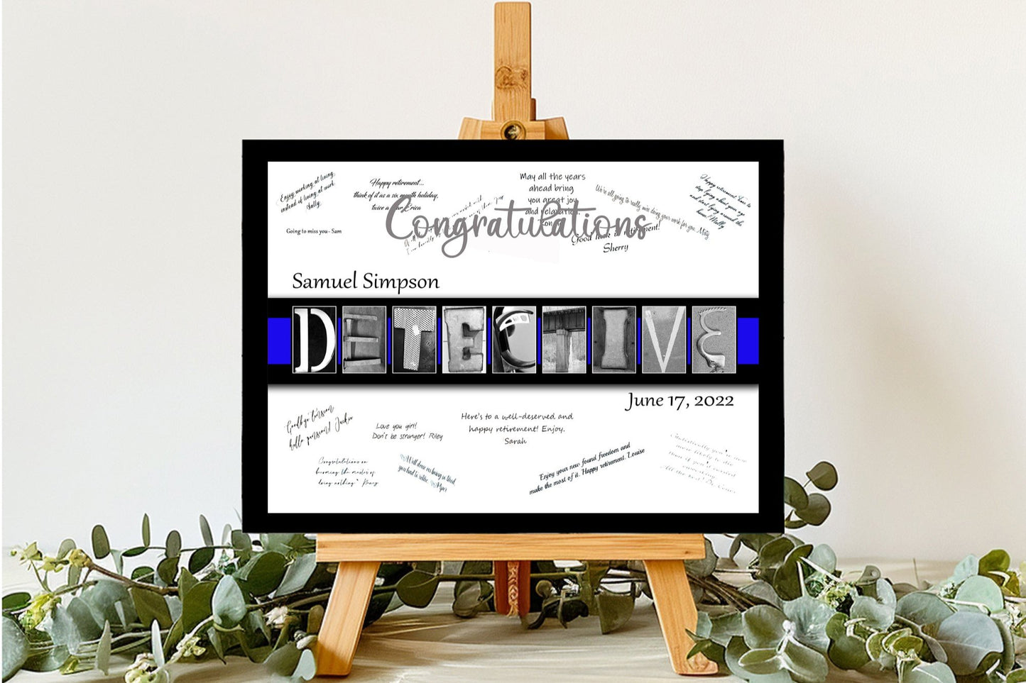 Police Detective Custom Guest Book Alternative, Law Enforcement Thin Blue Line