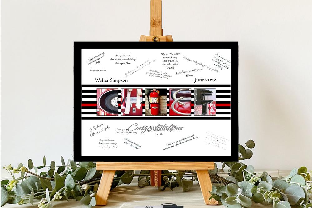 Firefighter Chief Thin Red Line Signature Guest Book Alternative, Firefighter Promotion Gift