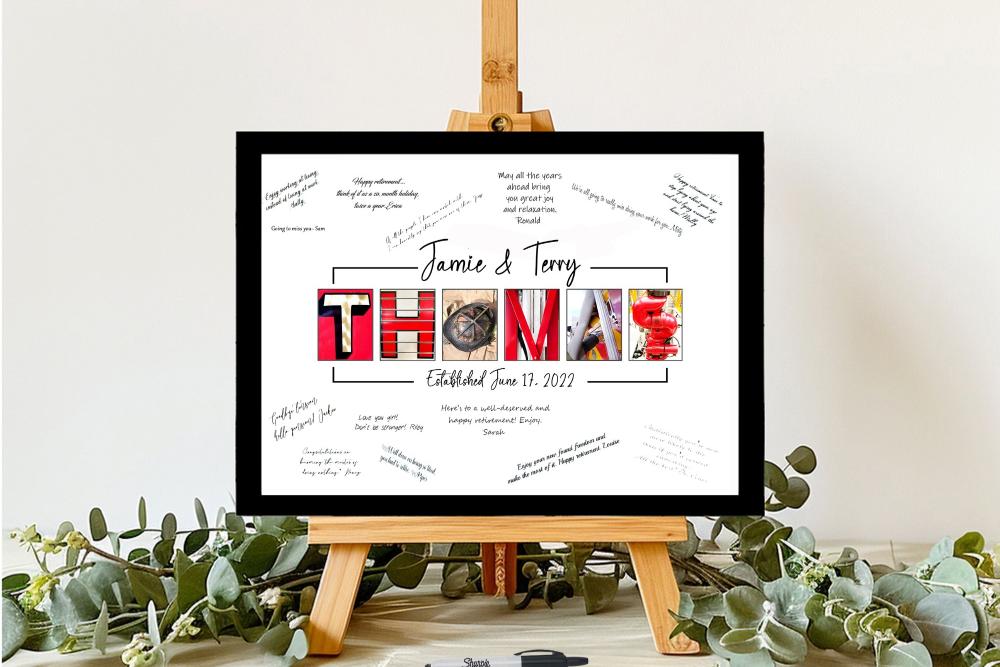 Firefighter Personalized Party Guest Book Alternative, Letter Photography Name Art