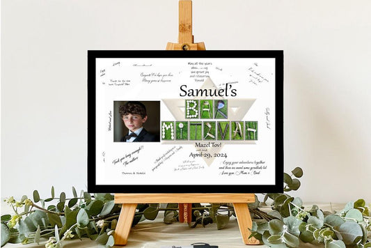 Golf Lover Bar Mitzvah Personalized Photo Signature Guest Book Alternative