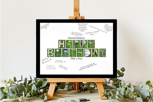 Golf Happy Birthday Customizable Guest Book Alternative, Golf Lover Party Guest Sign-In