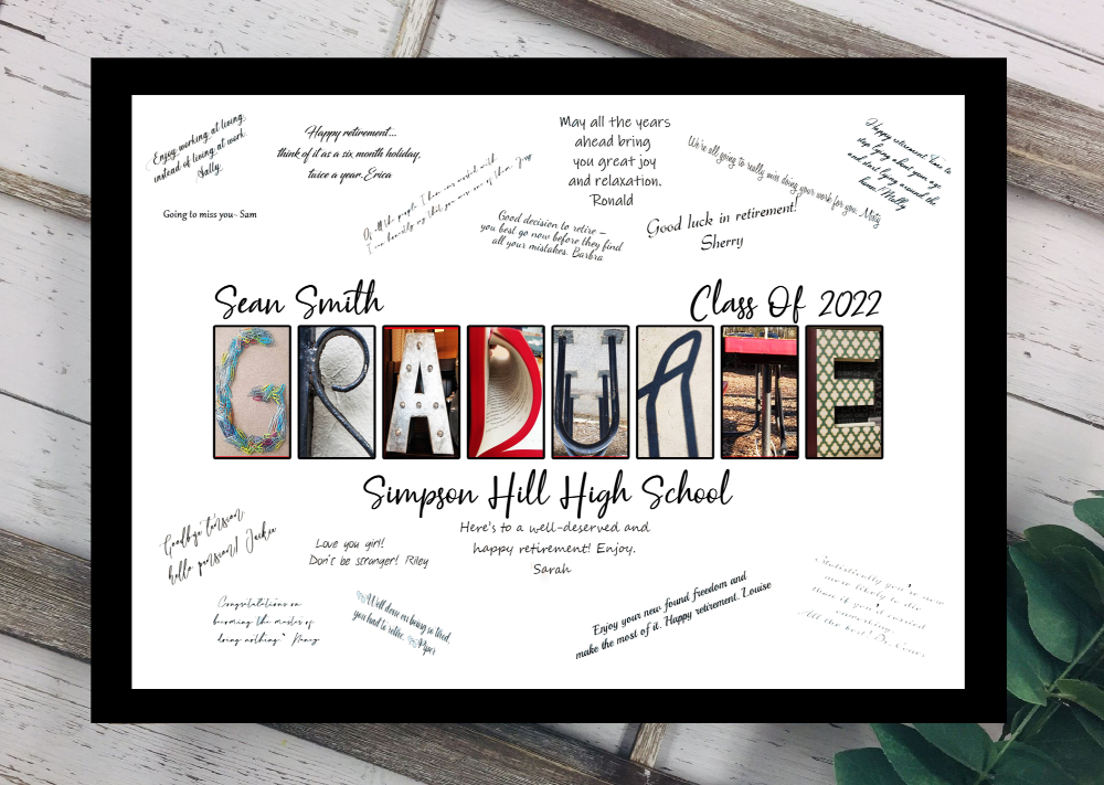 Graduation Party Guest Book Alternative, Gift For Graduate, Personalized Graduation Framed Print