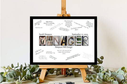 Manager Rustic Personalized Gift For Boss, Goodbye Gift For Coworker, Signature Board Guest Book