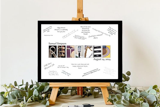 Music Themed Retirement Party Personalized Guest Book Alternative, Gift For Music Lover