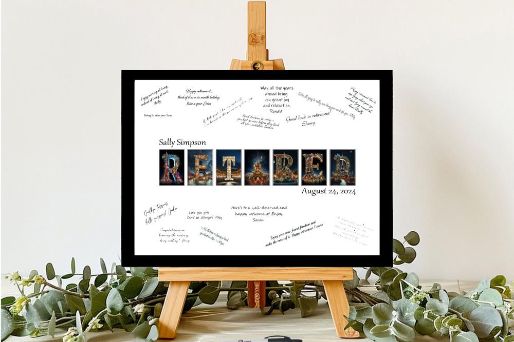 Paris Nights Retirement Party Personalized Guest Book Alternative, Retired Gift For Women