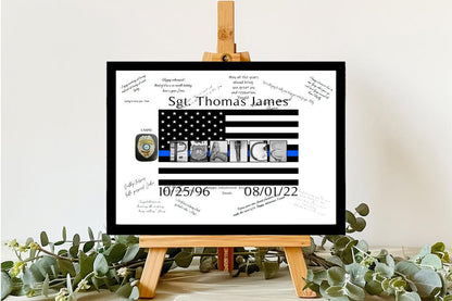 Custom Police Badge Guest Book Alternative, Law Enforcement, Thin Blue Line