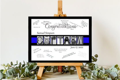 Police Captain Officer Personalized Guest Book Alternative, Thin Blue Line