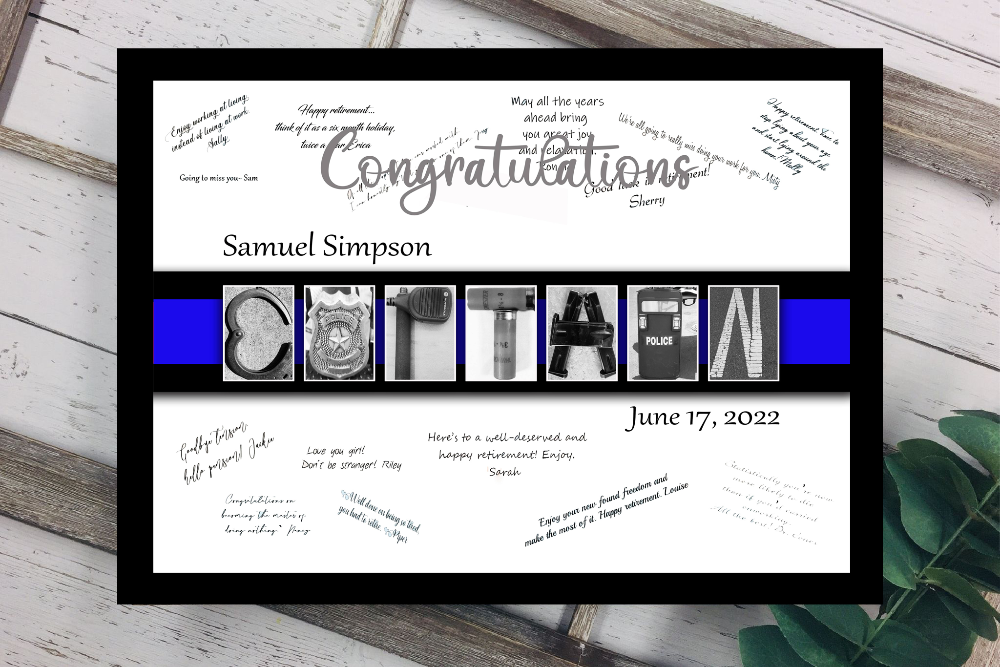 Police Captain Officer Personalized Guest Book Alternative, Thin Blue Line