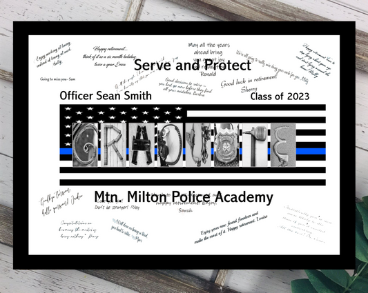 Police Academy Graduate Thin Blue Line Guest Book Alternative, Law Enforcement