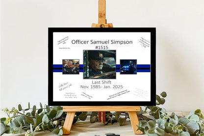 Police Officer Thin Blue Line Retirement Party Guest Book Alternative, Use Your Own Photos