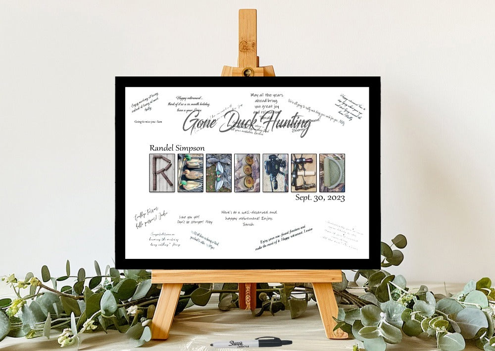 Gone Duck Hunting Retirement Personalized Guest Book Alternative, Retired Gift For Men