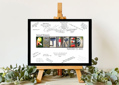 Gone Fishing Retirement Personalized Guest Book Alternative